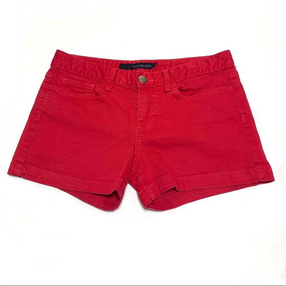Like New Calvin Klein Red Stretch Cotton Classic Jean Shorts Size 2 - Picture 1 of 9